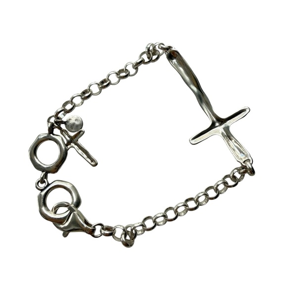 Silpada 925 Sterling Silver In Good Faith Hammered Link Cross Bracelet religious - Picture 3 of 4